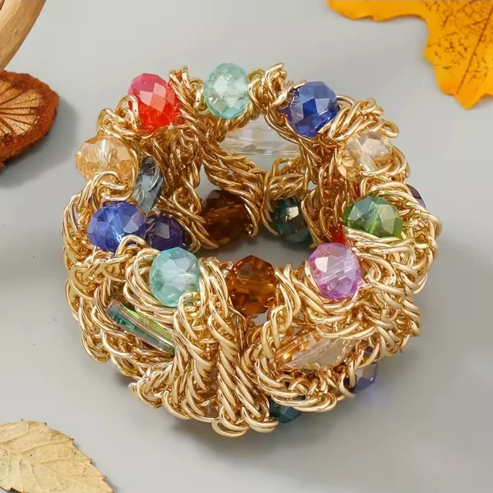 Gold Bracelet with Multicolor Gems - Picture 4 of 5